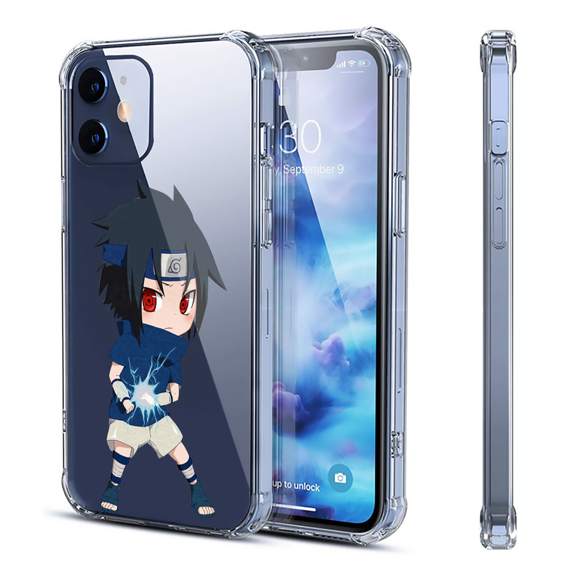（画像用） NARUTO -ナルト- うちは サスケ Uchiha Sasuke 【iPhone 12シリーズ対応】透明スマホケース（クリアソフトケース）